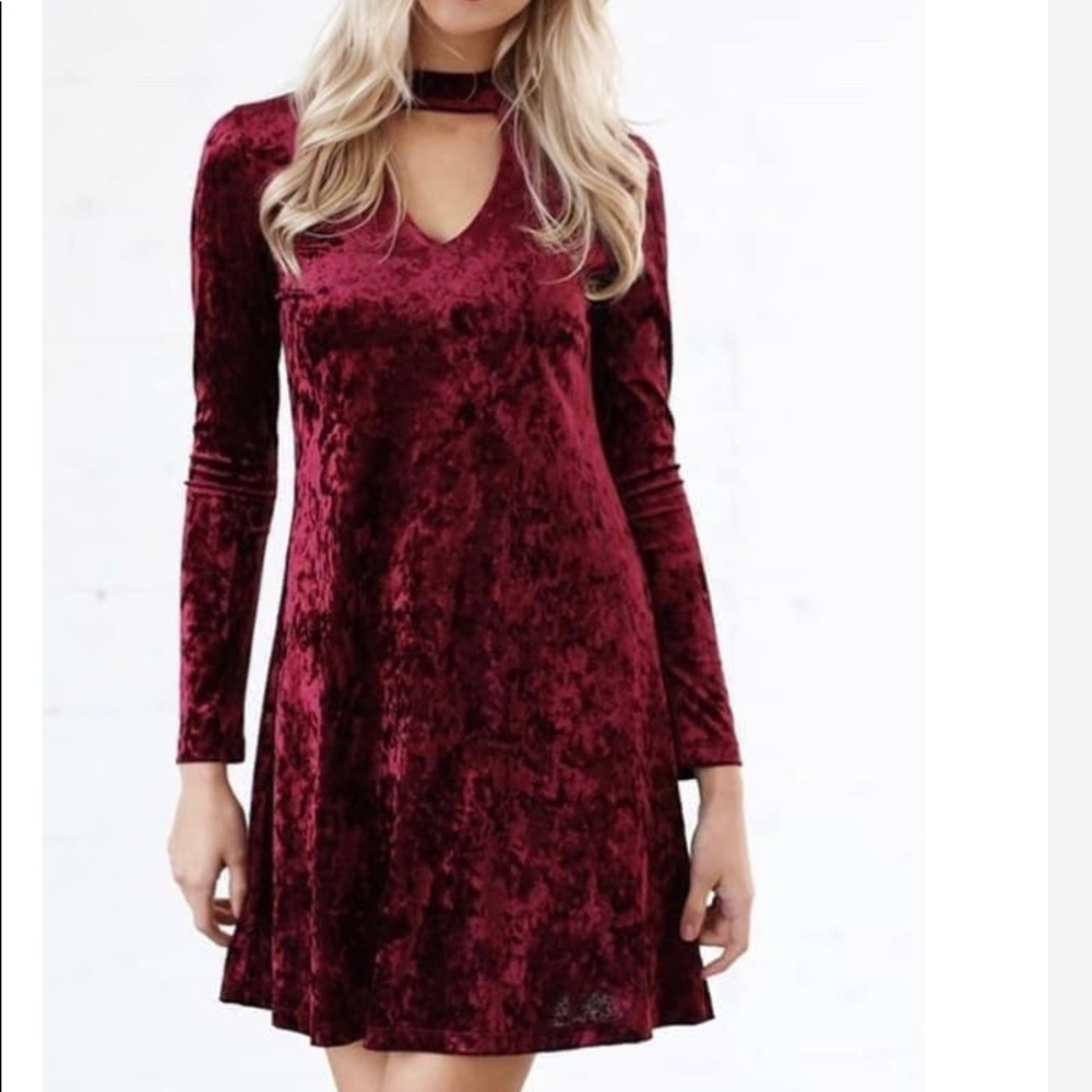 Red Velvet Choker Dress Size Large